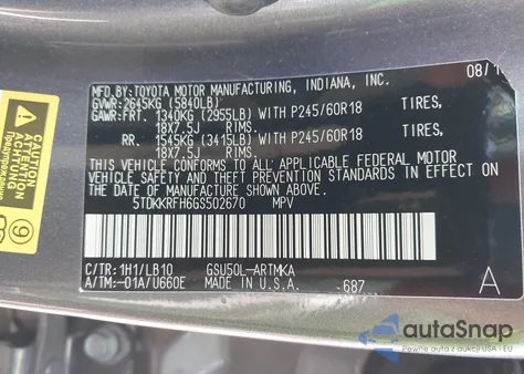 2016 Toyota Highlander Xle V6 из США, поврежденный, VIN 5TDKKRFH6GS502670